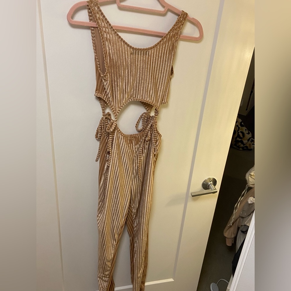 Tie Up Gold Jumpsuit